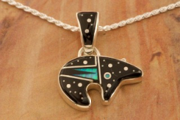 Calvin Begay Night Sky Sterling Silver Reversible Bear Pendant